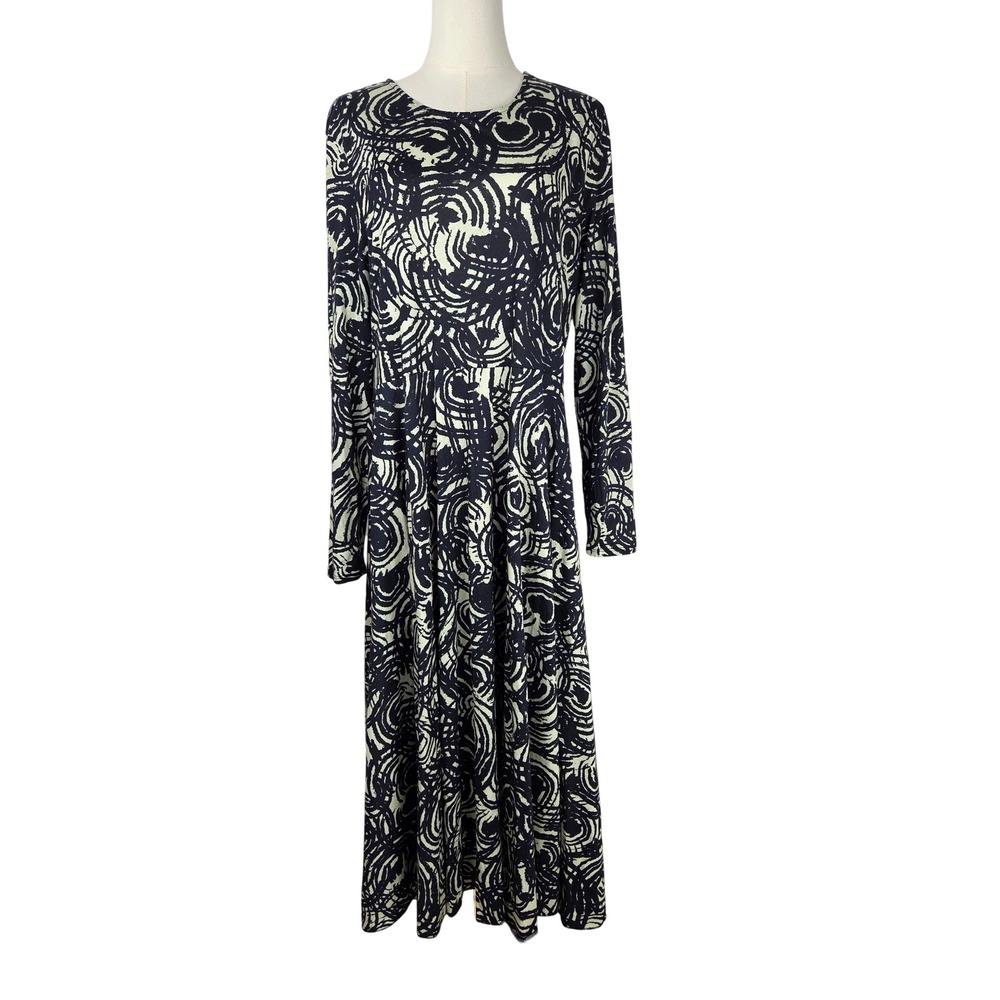 Peruvian Connection Graffito Carlyle Dress L Ivory Charcoal Pima Cotton Boho EUC - Picture 2 of 12